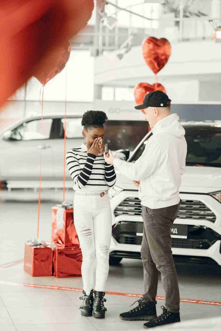 woman surprised car